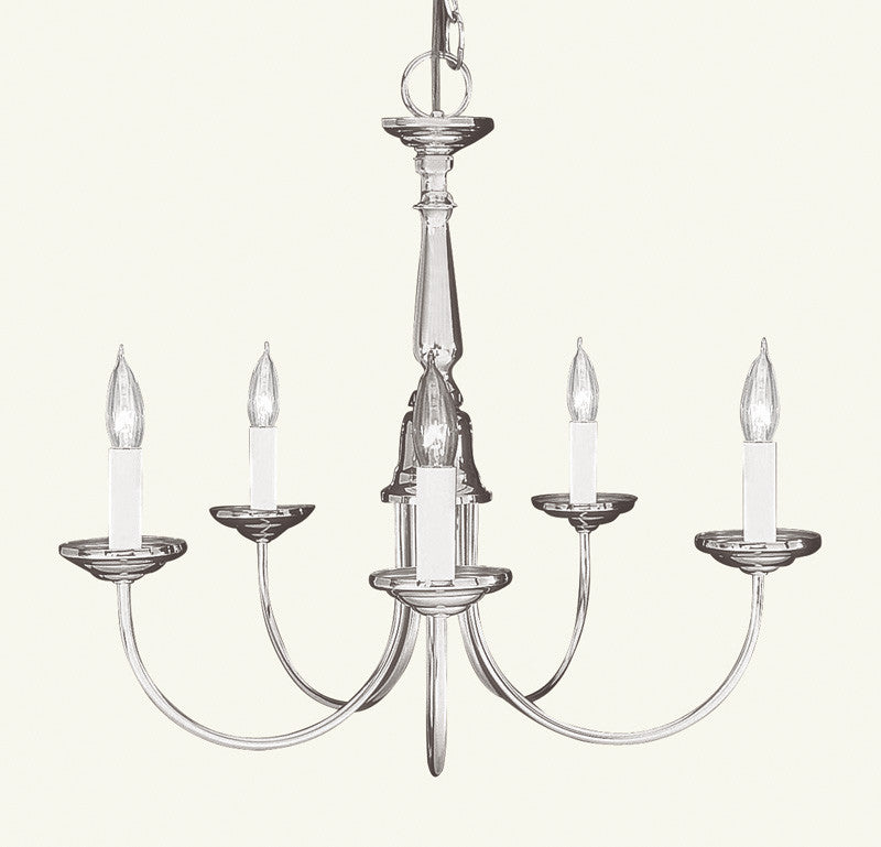 Livex Home Basics 5 Light Brushed Nickel Chandelier - C185-6030-91