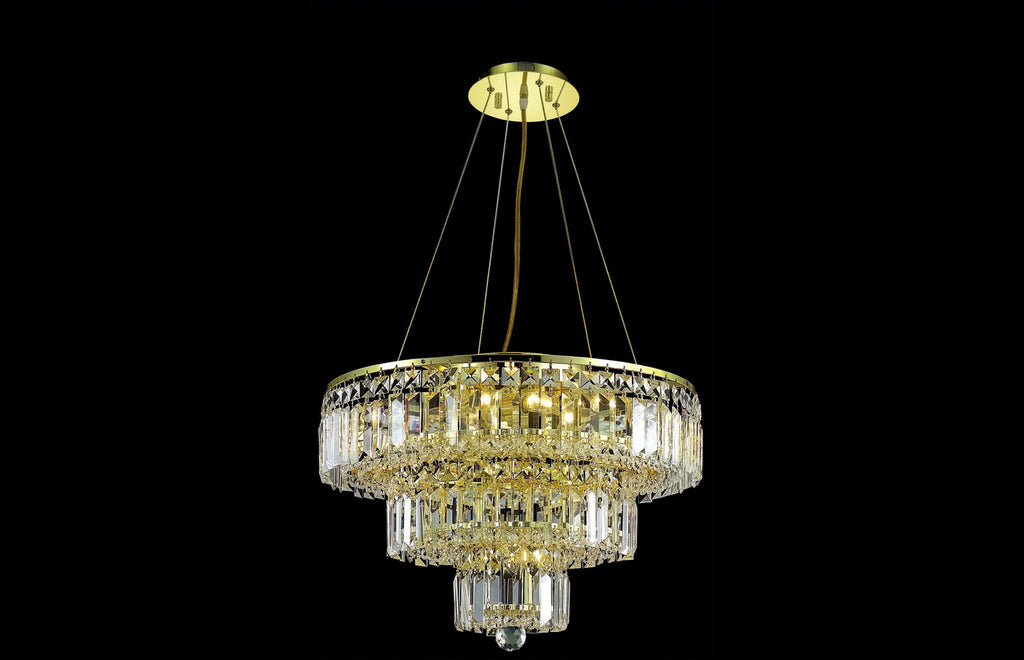 C121-2036D20G/EC - Regency Lighting: Maxime 9 light Gold Chandelier Clear Elegant Cut Crystal