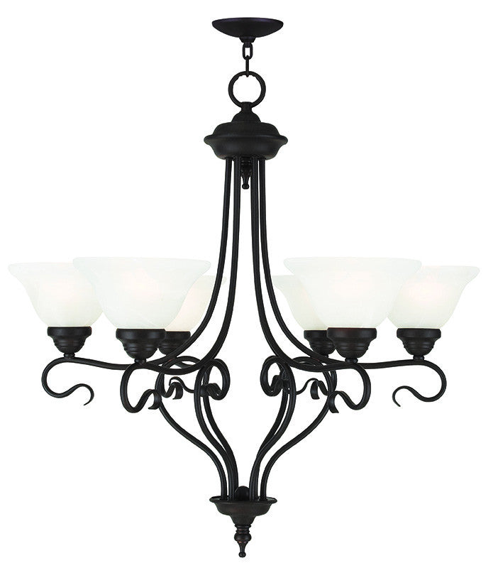 Livex Coronado 6 Light Bronze Chandelier - C185-6126-07