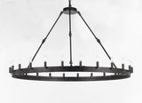 Wrought Iron Vintage Barn Metal Castile One Tier Chandelier Chandeliers Industrial Loft Rustic Lighting W 50" H 34" - G7-B48/3428/24