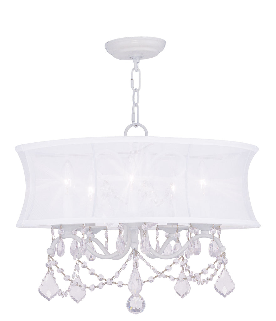 Livex Newcastle 5 Light White Chandelier - C185-6305-03