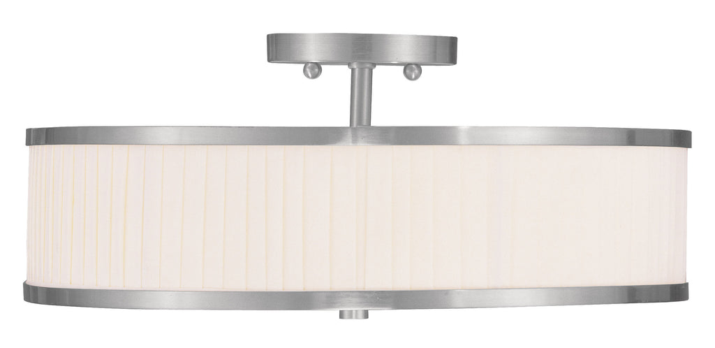 Livex Park Ridge 3 Light Brushed Nickel Ceiling Mount - C185-6351-91