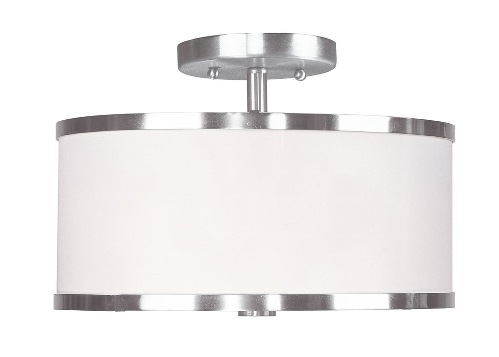 Livex Park Ridge 2 Light Brushed Nickel Ceiling Mount - C185-6366-91