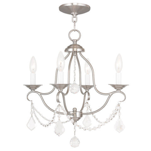 Livex Chesterfield 4 Light Brushed Nickel Mini Chandelier - C185-6424-91