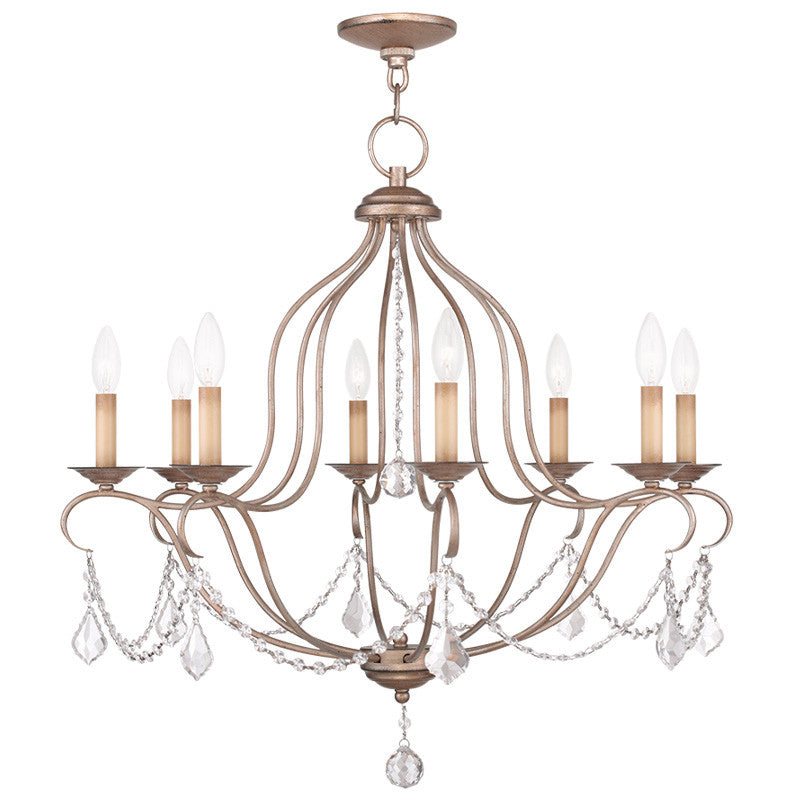 Livex Chesterfield 8 Light Antique Silver Leaf Chandelier - C185-6427-73