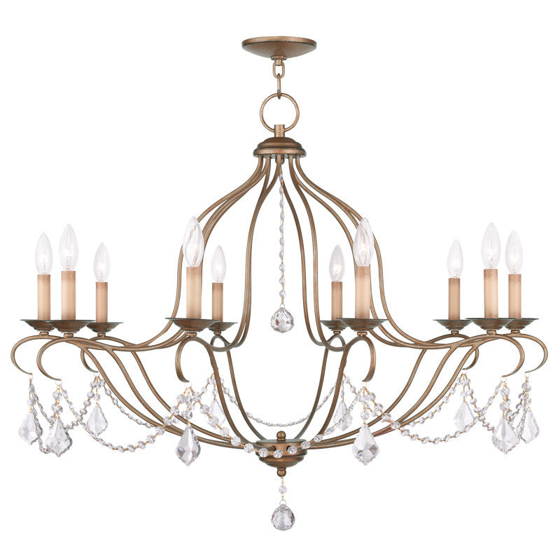 Livex Chesterfield 10 Light Antique Gold Leaf Chandelier - C185-6430-48