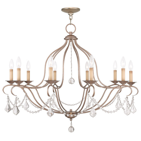 Livex Chesterfield 10 Light Antique Silver Leaf Chandelier - C185-6430-73