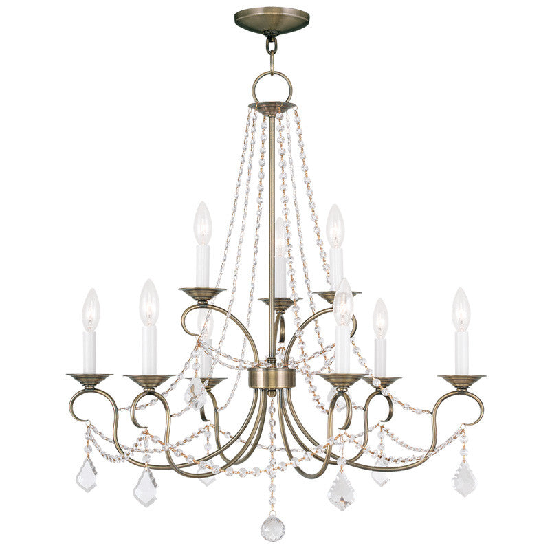 Livex Pennington 9 Light Antique Brass Chandelier - C185-6519-01