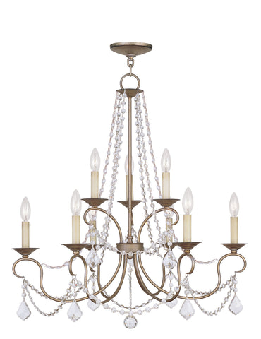 Livex Pennington 9 Light Antique Silver Leaf Chandelier - C185-6519-73