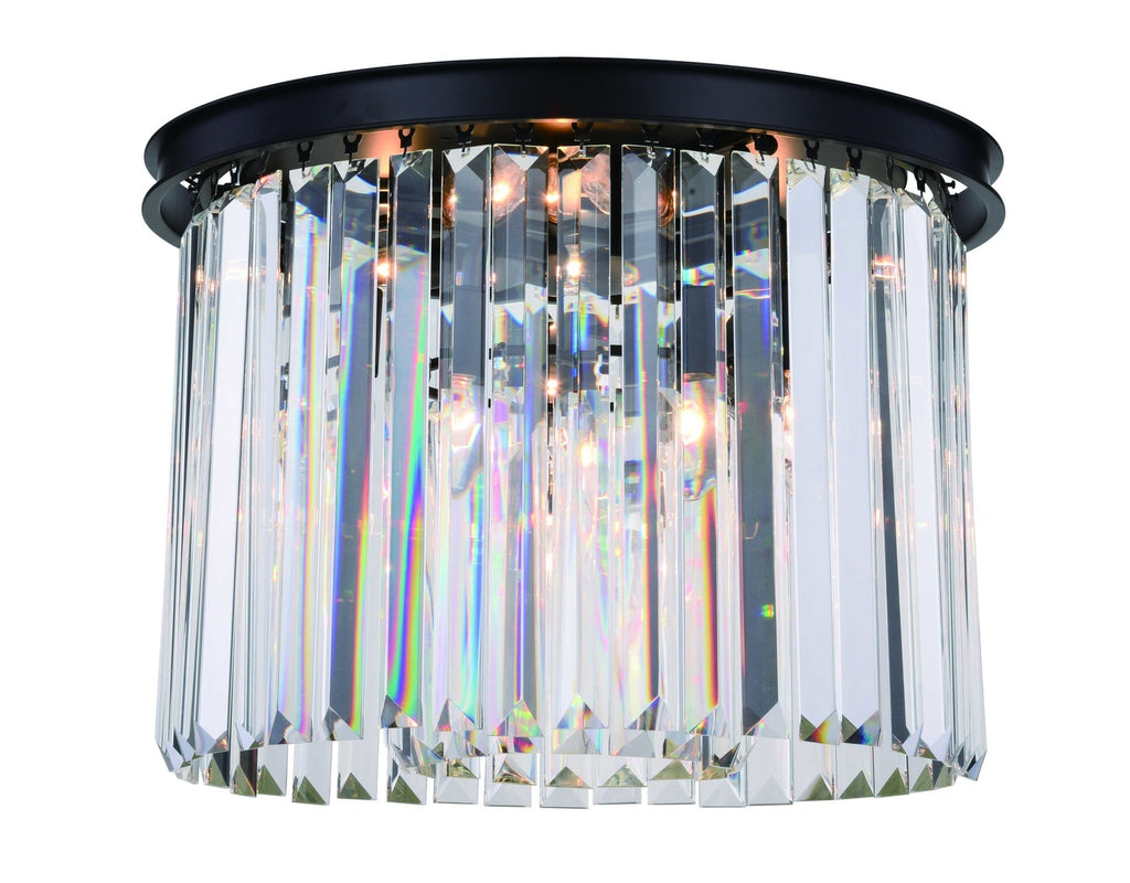 ZC121-1238F20MB/RC - Urban Classic: Sydney 6 light Matte Black Flush Mount Clear Royal Cut Crystal