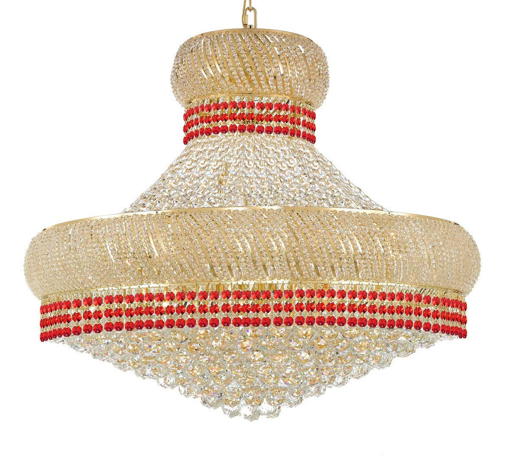 Nail Salon French Empire Crystal Chandelier Chandeliers Lighting Dressed with Ruby Red Crystal Balls - Great for the Dining Room, Foyer, Entryway, Family Room, Bedroom, Living Room & More! H 30" W 36" - G93-B74/H30/CG/4196/27