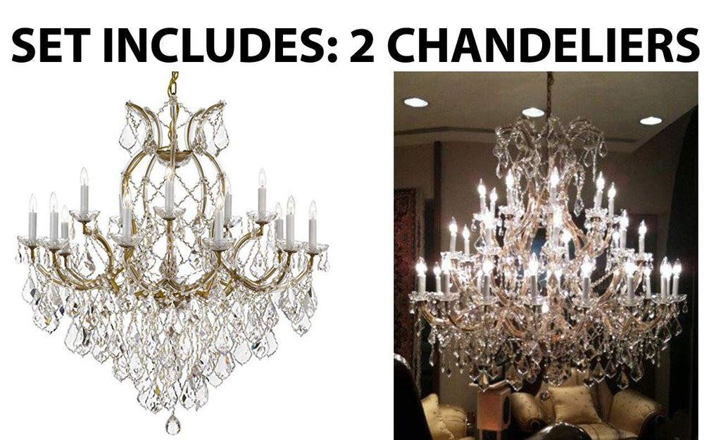 Set of 2-1 Maria Theresa Crystal Lighting Chandeliers Lights Fixture Ceiling Lamp H38" X W37" and 1 Large Foyer/Entryway Maria Theresa Empress Crystal (tm) Chandelier Chandeliers Lighting H 52 W 52 - 1EA 1/21510/15+1 + 1EA 918/36 A500-