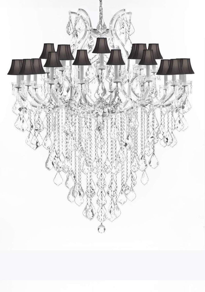 Swarovski Crystal Trimmed Chandelier Lighting Chandeliers H59"XW46" Great for The Foyer, Entry Way,Living Room, Family Room and More! w/Black Shades - A500-B12/BLACKSHADES/CS/2MT/24+1SW