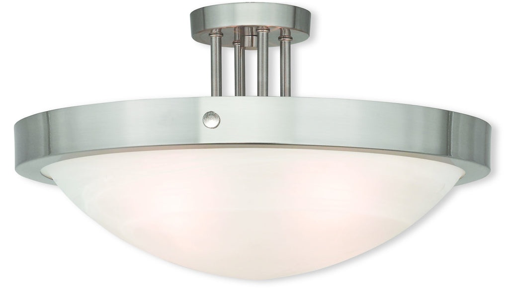 Livex New Brighton 4 Light Brushed Nickel Ceiling Mount - C185-73957-91