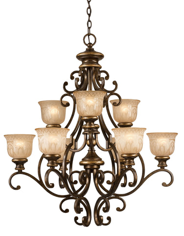 9 Light Bronze Umber Traditional Chandelier - C193-7409-BU