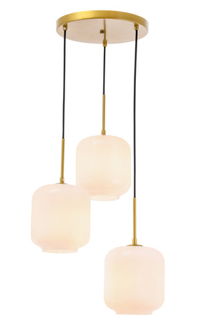 ZC121-LD2275BR - Living District: Collier 3 light Brass and Frosted white glass pendant