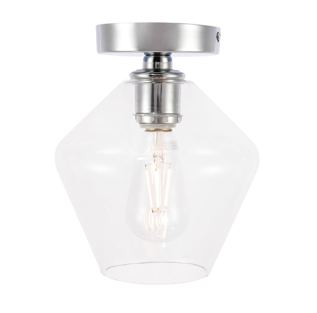 ZC121-LD2254C - Living District: Gene 1 light Chrome and Clear glass Flush mount