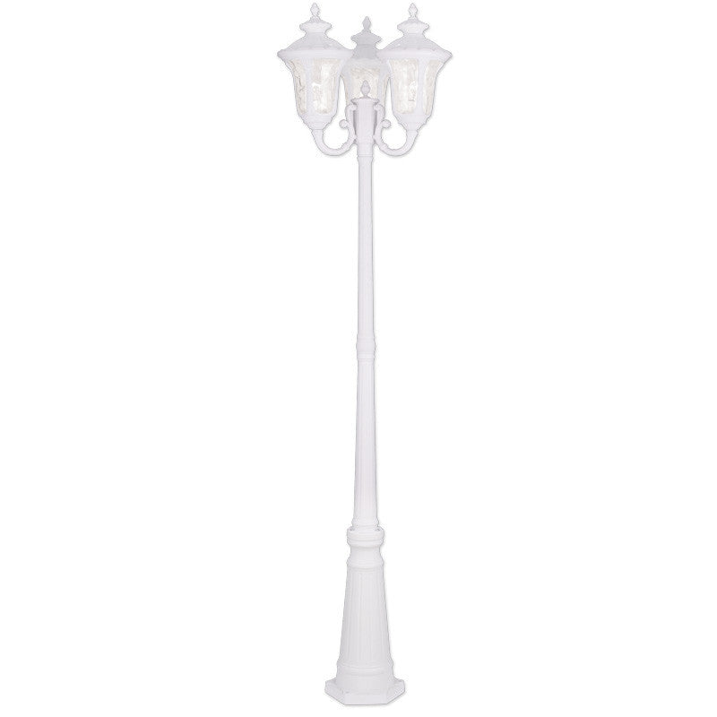 Livex Oxford 3 Light White Outdoor 3 Head Post - C185-7866-03