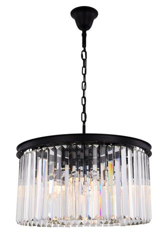 ZC121-1238D26MB/RC - Urban Classic: Sydney 8 light Matte Black Chandelier Clear Royal Cut Crystal