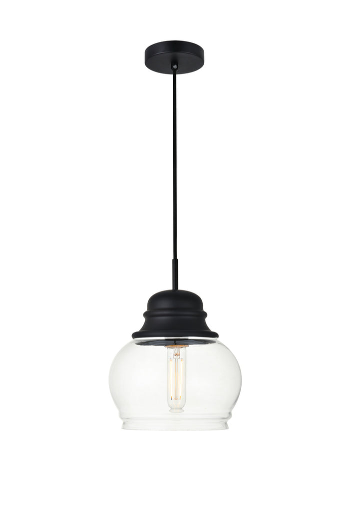 ZC121-LD2252BK - Living District: Kenna 1 Light Black Pendant With Clear Glass