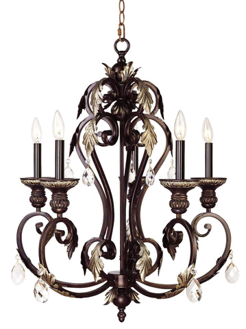 Livex Iron & Crystal 5 Light HRB Chandelier - C185-8155-40