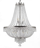 Set of 2-1 French Empire Crystal Chandelier Lighting H50" X W24" and 1 French Empire Crystal Gold Chandelier Lighting - Great for The Dining Room, Foyer, Entry Way, Living Room - H30" X W24" - 1EA CS/870/15 + 1EA SILVER/870/9