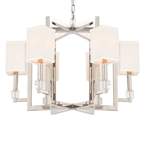 6 Light Polished Nickel Modern Chandelier Draped In Crystal Cubes - C193-8886-PN