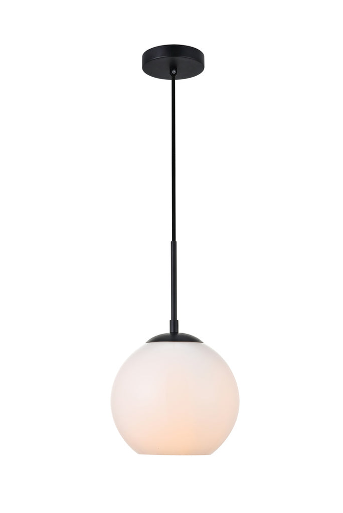 ZC121-LD2207BK - Living District: Baxter 1 Light Black Pendant With Frosted White Glass