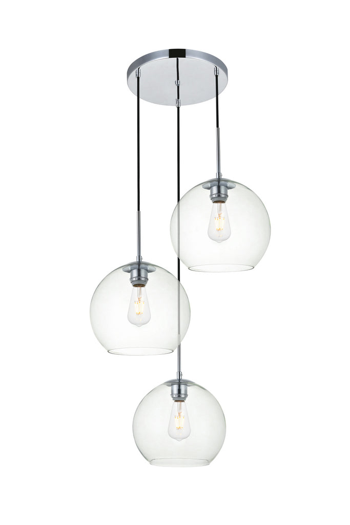 ZC121-LD2214C - Living District: Baxter 3 Lights Chrome Pendant With Clear Glass