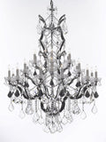 Swarovski Crystal Trimmed Chandelier 19th C. Baroque Iron & Crystal Chandelier Lighting Dressed with Jet Black Crystals H 52" x W 41" - Great for the Dining Room, Foyer, Entry Way, Living Room - G83-B97/996/25SW