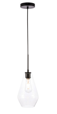 ZC121-LD2260BK - Living District: Gene 1 light Black and Clear glass pendant