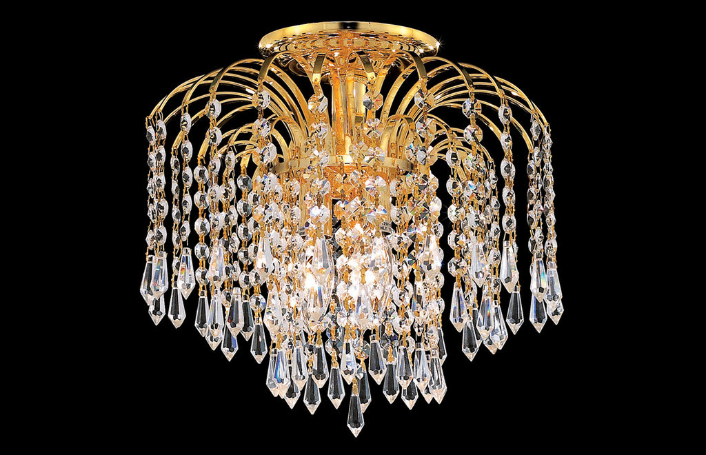 C121-6801F16G/EC - Regency Lighting: Falls 4 light Gold Flush Mount Clear Elegant Cut Crystal