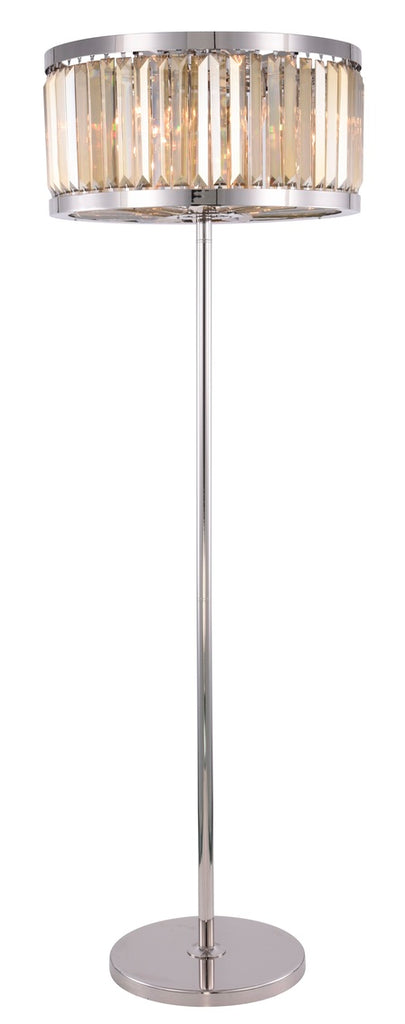 ZC121-1233FL25PN-GT/RC - Urban Classic: Chelsea 6 light Polished nickel Floor Lamp Golden Teak (Smoky) Royal Cut Crystal