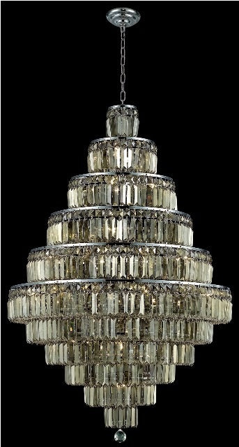 C121-2038D32C-GT/RC - Regency Lighting: Maxime 30 light Chrome Chandelier Golden Teak (Smoky) Royal Cut Crystal