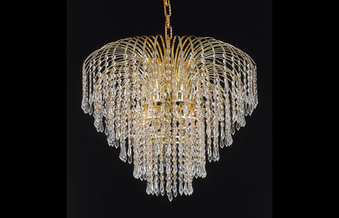 C121-6801D25G/EC - Regency Lighting: Falls 6 light Gold Chandelier Clear Elegant Cut Crystal