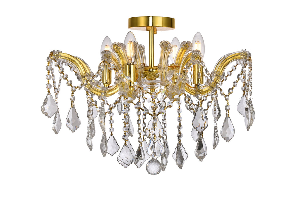 ZC121-2800F18G/RC - Regency Lighting: Maria Theresa 4 light Gold Flush Mount Clear Royal Cut Crystal