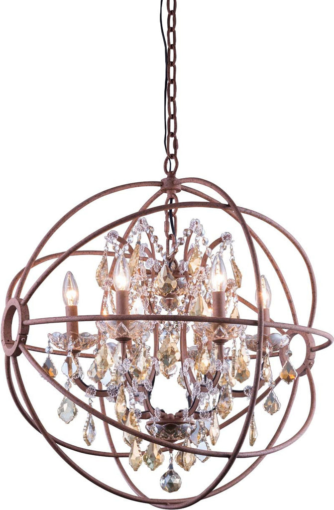 C121-1130D25RI-GT/RC By Elegant Lighting - Geneva Collection Intent Finish 6 Lights Pendant lamp