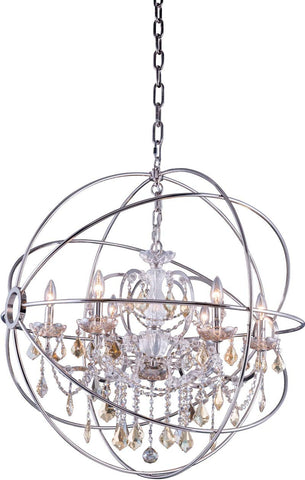 C121-1130D32PN-GT/RC By Elegant Lighting - Geneva Collection Polished nickel Finish 6 Lights Pendant lamp