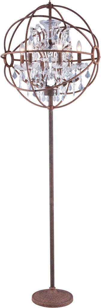 C121-1130FL24RI/RC By Elegant Lighting Urban Collection 6 Light Floor Lamp Red Rusted Painted Finish