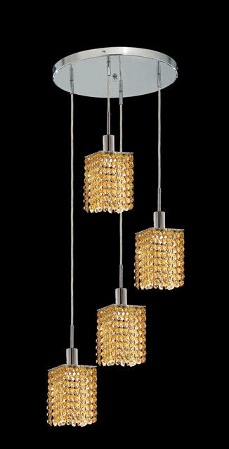 C121-1284D-R-S-LT/RC By Elegant Lighting Mini Collection 4 Lights Pendant Chrome Finish