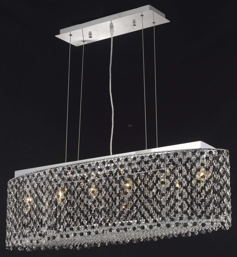 C121-1292D38C-LP/RC By Elegant Lighting Moda Collection 6 Light Chandeliers Chrome Finish