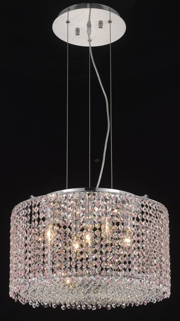 C121-1293D18C-LP/RC By Elegant Lighting Moda Collection 5 Light Chandeliers Chrome Finish