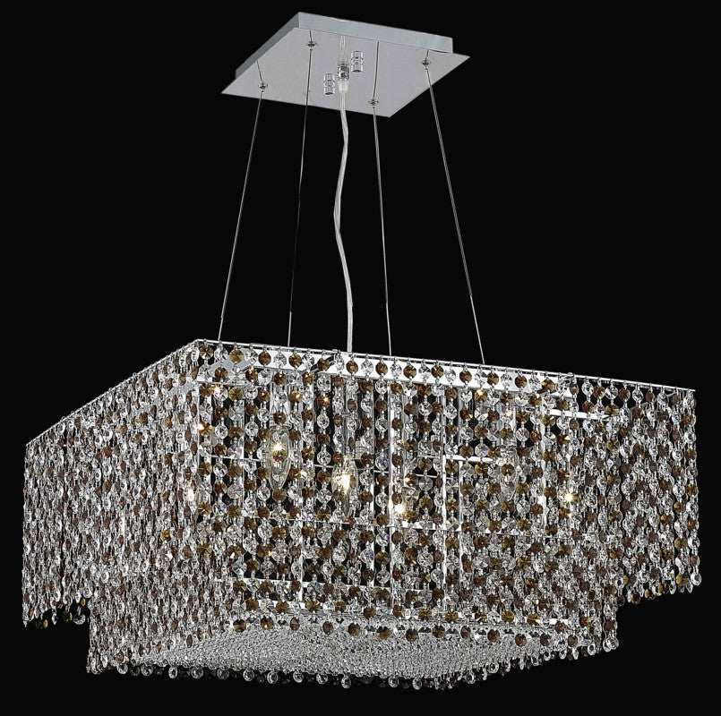 C121-1299D24C-BO/RC By Elegant Lighting Moda Collection 4 Light Chandeliers Chrome Finish