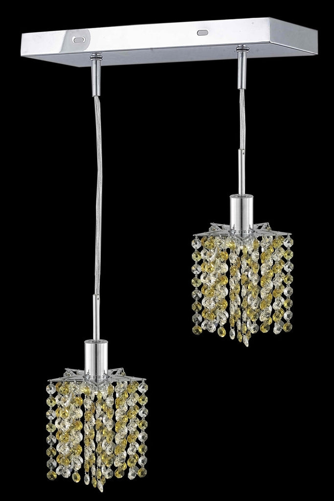 C121-1382D-O-P-RO/RC By Elegant Lighting Mini Collection 2 Light Pendants Chrome Finish