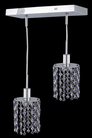 C121-1382D-O-R-JT/RC By Elegant Lighting Mini Collection 2 Light Pendants Chrome Finish