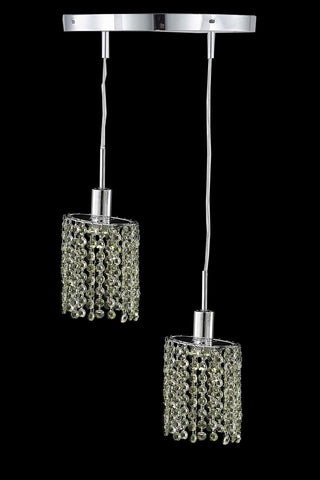 C121-1382D-R-E-LP/RC By Elegant Lighting Mini Collection 2 Light Pendants Chrome Finish