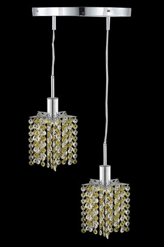 C121-1382D-R-P-JT/RC By Elegant Lighting Mini Collection 2 Light Pendants Chrome Finish