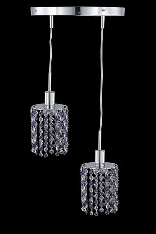 C121-1382D-R-R-TO/RC By Elegant Lighting Mini Collection 2 Light Pendants Chrome Finish