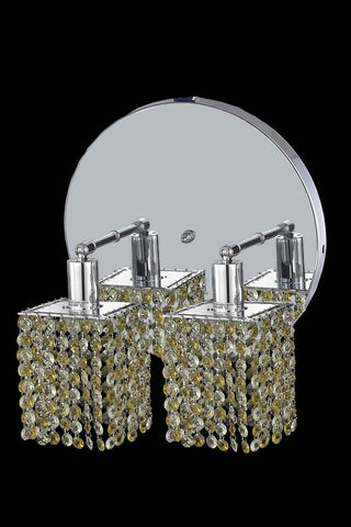 C121-1382W-R-S-LT/RC By Elegant Lighting Mini Collection 2 Light Wall Sconces Chrome Finish