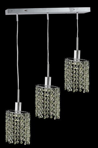 C121-1383D-O-E-GT/RC By Elegant Lighting Mini Collection 3 Light Pendants Chrome Finish